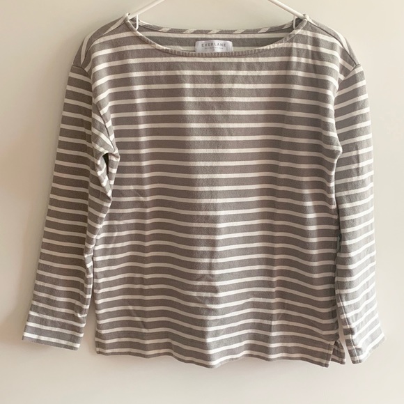 Everlane Grey and White Striped Long Sleeve - Picture 4 of 4